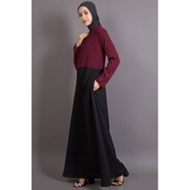 NAZNEEN contrast body daily wear Abaya Black