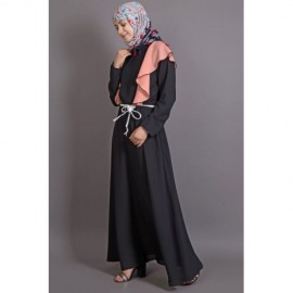Nazneen Frill casual daily wear collage girls casual abaya black peach