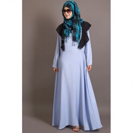 Nazneen Frill casual daily wear collage girls casual abaya Sky Blue Black