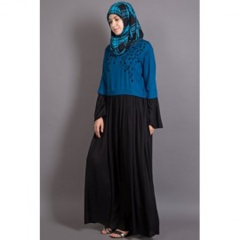 NAZNEEN embroidered Party Abaya Turquoise and Black