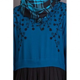 NAZNEEN embroidered Party Abaya Turquoise and Black