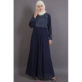 Nazneen Embellished Navy Party Burqown ( Burqa+Gown)