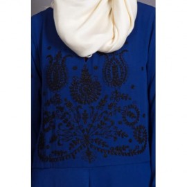 Nazneen embroidered party abaya Royal Blue Black