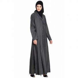 NAZNEEN double breasted Front two Slit Denim front open Jilbab