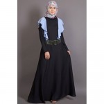 Nazneen Frill casual daily wear collage girls casual abaya black sky blue