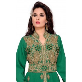 Women's caftan V-neck with Embroidered stand collar style abaya