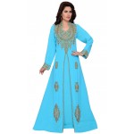 Women's Muslim heavy embroidered A-line kaftan dress dubai gulf style