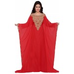 Women's abaya jalabiya partywear dubai muslim embroidered dress red 