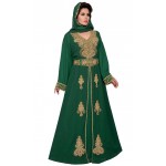 Women's abayas jalabiya gold with embroidered hijab arabic style dubai dress