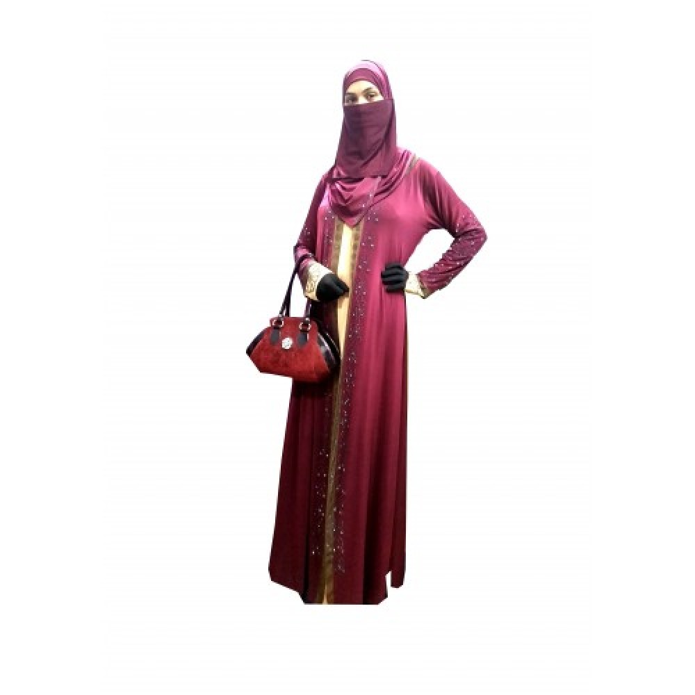 Nazaket Design Burqa / Abaya, Mahroon Cream, Regular Size