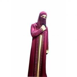Nazaket Design Burqa / Abaya, Mahroon Cream, Regular Size