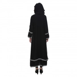 Black Crepe Double Layer with Printed Border