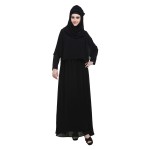 Black Crepe Double Layered Cap Style Abaya