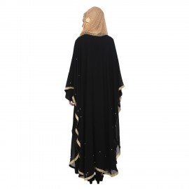 Black Double Layered Kaftaan with Pearl Work