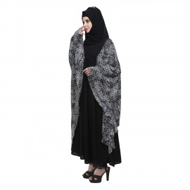 Black Crepe Printed Fabric kaftaan Style Abaya