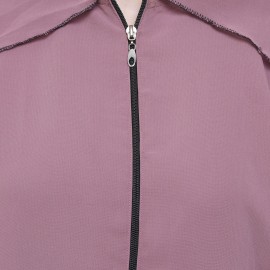 Baby Pink Nida Double Layer Designer Zipper Front Open Abaya