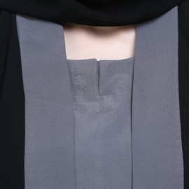 BLack & Grey Crepe Double Layered Formal Abaya