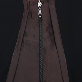 Black & Coffee Nida Double Layer Zipper Front OpenFormal Abaya