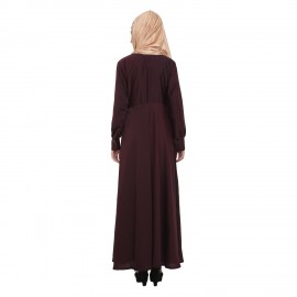 Maroon Nida Designer Large Flare Abaya