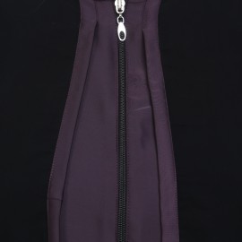 BLack & Purple Nida Double Layer Zipper Front Open Formal Abaya