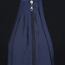 BLack & Navy Blue Nida Double Layer Zipper Front Open Formal Abaya