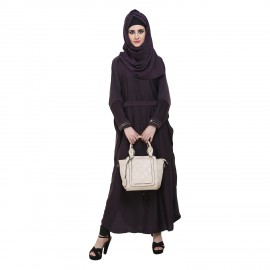 Purple Nida Designer Zipper Front Open Kaftaan Style Abaya