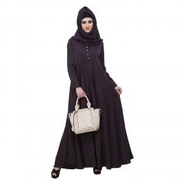 Purple Nida Designer Pleated Large Flare Abaya