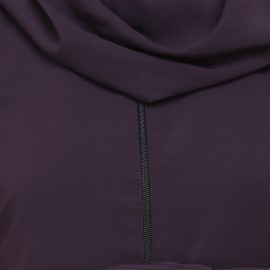 Purple Nida Double Layer Desginer Zipper Front Open Abaya