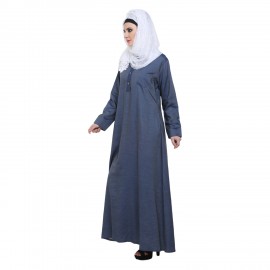 Blue Denim A-Shaped Formal Abaya