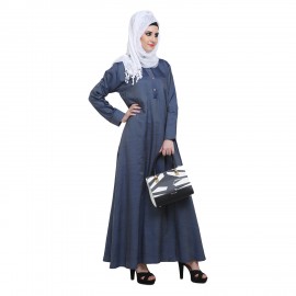 Blue Denim A-Shaped Formal Abaya