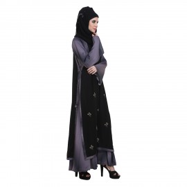 Black & Shaded Nida Double Layer With Zari Work Designer Bridal Abaya