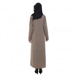 Fawn Color Crepe Pleated Abaya
