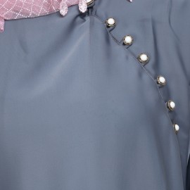 Grey Nida side button Formal Abaya