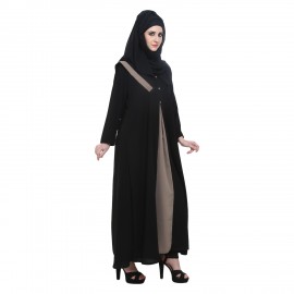 Black & Fawn Crepe Simple Formal Abaya