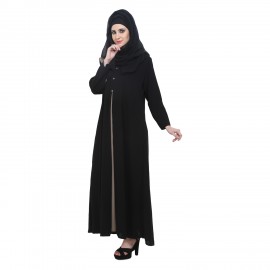 Black & Fawn Crepe Simple Formal Abaya