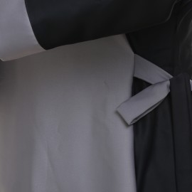 Black & Grey Simple Flare Side Belt Abaya