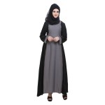 Black & Grey Simple Flare Side Belt Abaya