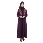 Purple Crepe Front Open HandWork Abaya