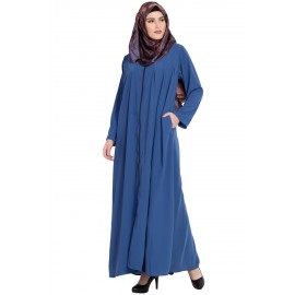 Blue Stylish Zipper Abaya