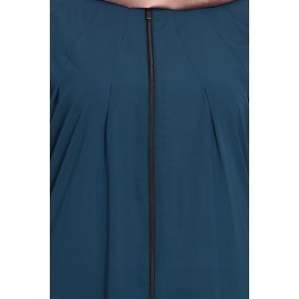 Teal Coloured Sylish Zipper Abaya