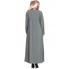 Grey Stylish Zipper Abaya For Women