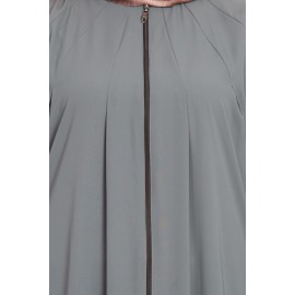 Grey Stylish Zipper Abaya For Women