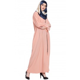 Peach Coloured Zipper Abaya For Girls