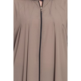 Beige Coloured Stylish Zipper Abaya