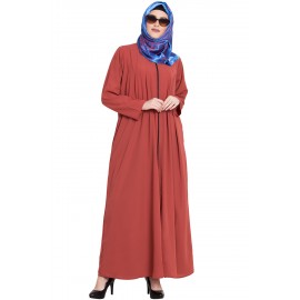 Flamingo Coloured Latest Design Zipper Abaya For Women