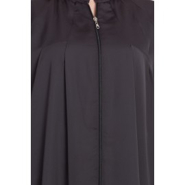 Dark Grey Nida Pintuck Design Zipper Abaya For Women