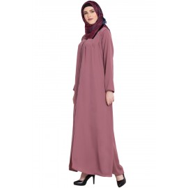 Baby Pink Nida Stylish Zipper Abaya For Girls