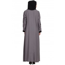Grey Nida Latest Designer Sleeves Abaya For Stylish Women