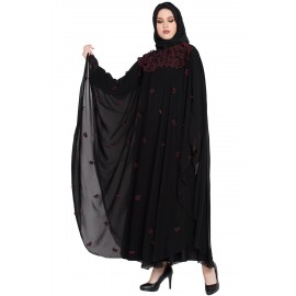 Black WIne Flower Dubai Imported Abaya