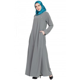 Grey A-shaped Formal Abaya